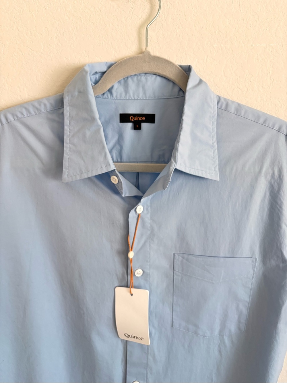 NWT Quince Men's Short-Sleeve Button-Down Shirt in Light Blue size L - Picture 9 of 11